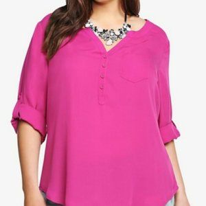 Torrid Hot Pink Long Sleeve Blouse